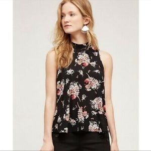 Anthropologie Maeve sleeveless silk floral blouse